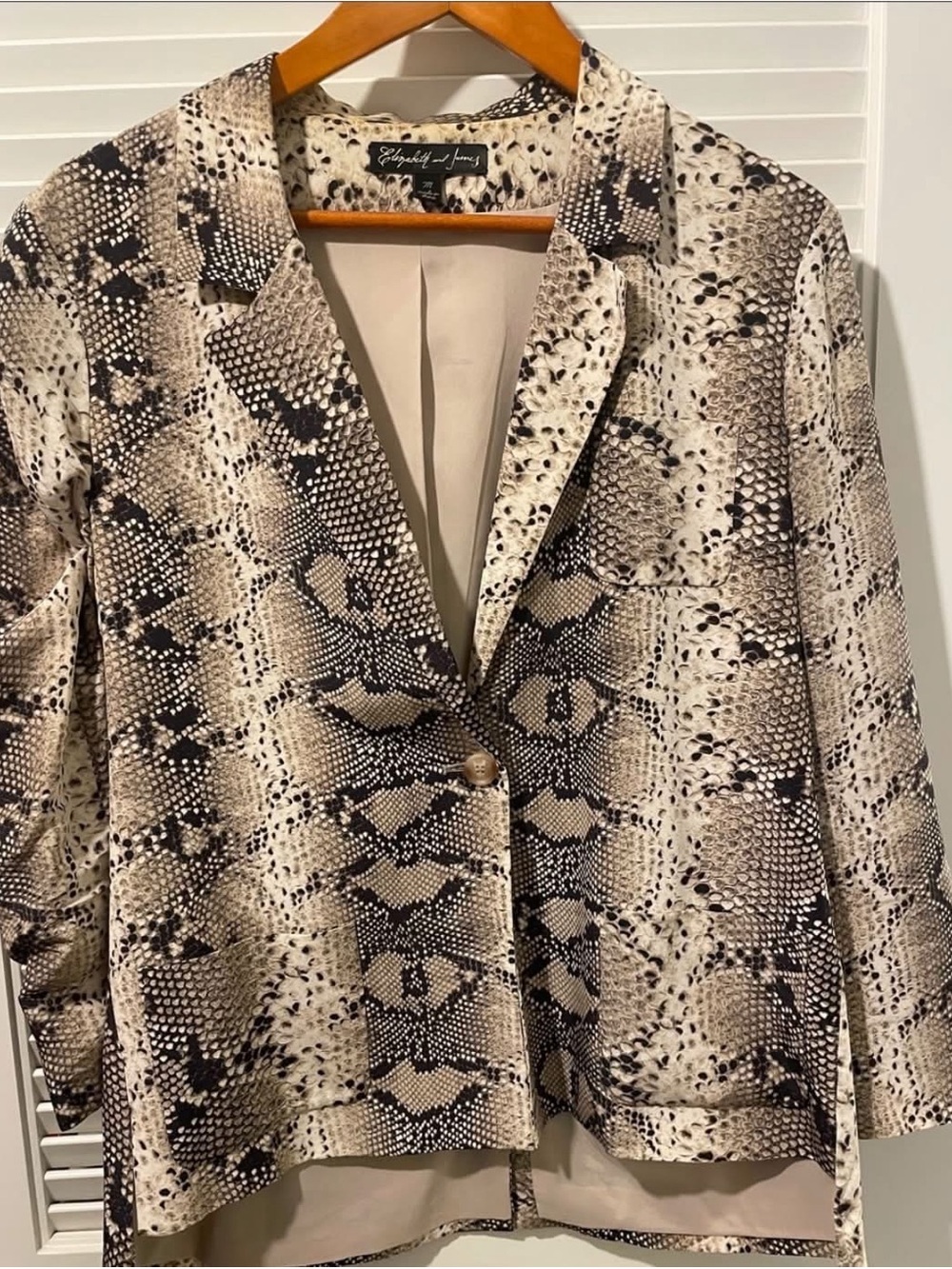 Elizabeth and James Beige and Black Snake-Print Blazer